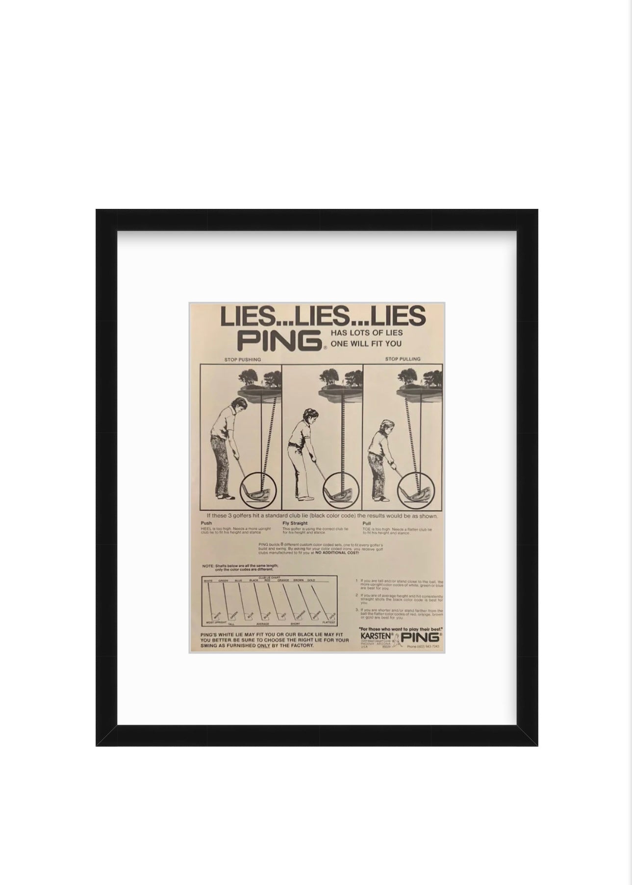 Vintage PING Golf Ad – “LIES… LIES… LIES” (1970s)
