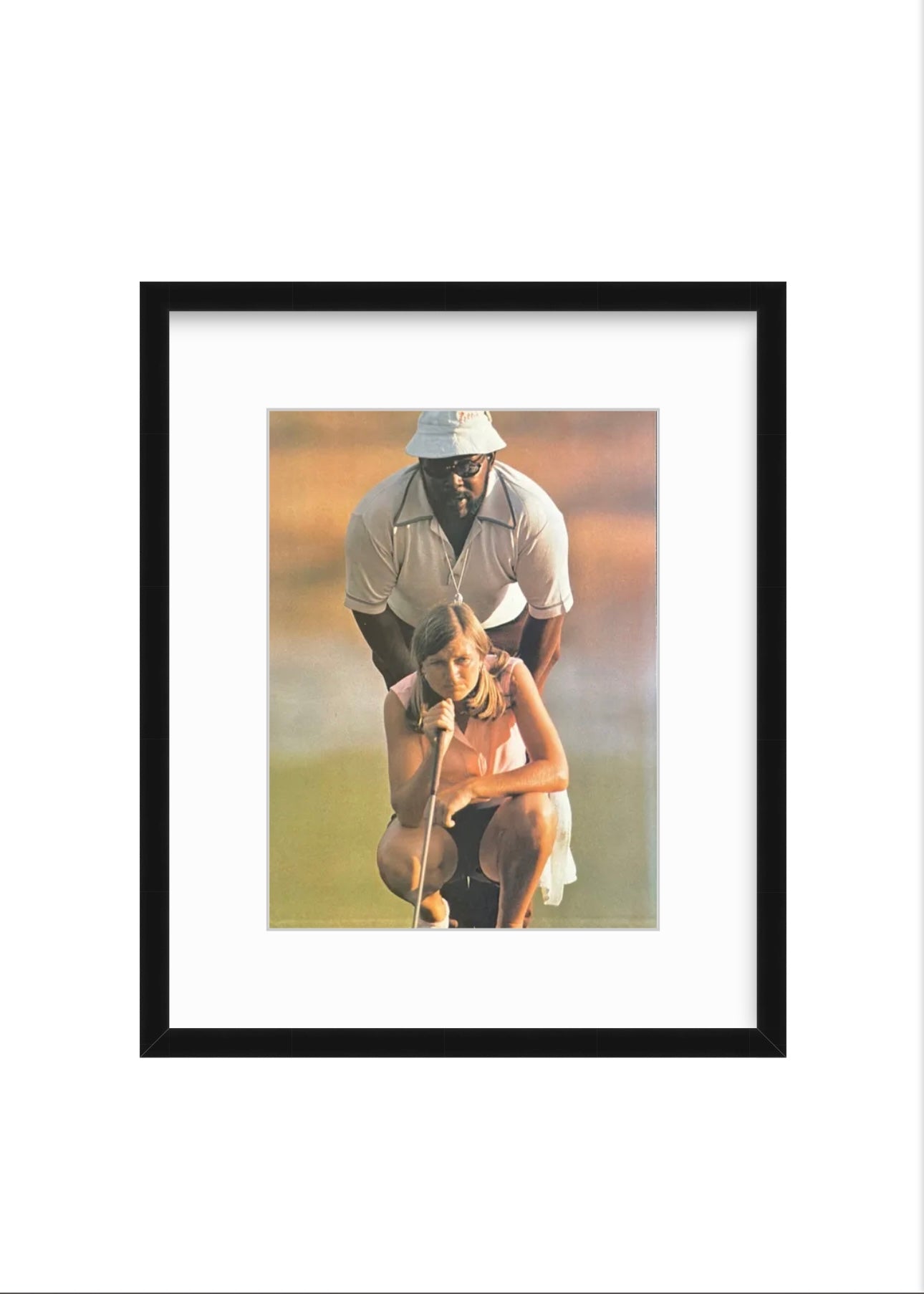 Vintage Golf Print – Judy Rankin Lining Up a Putt (1970s)