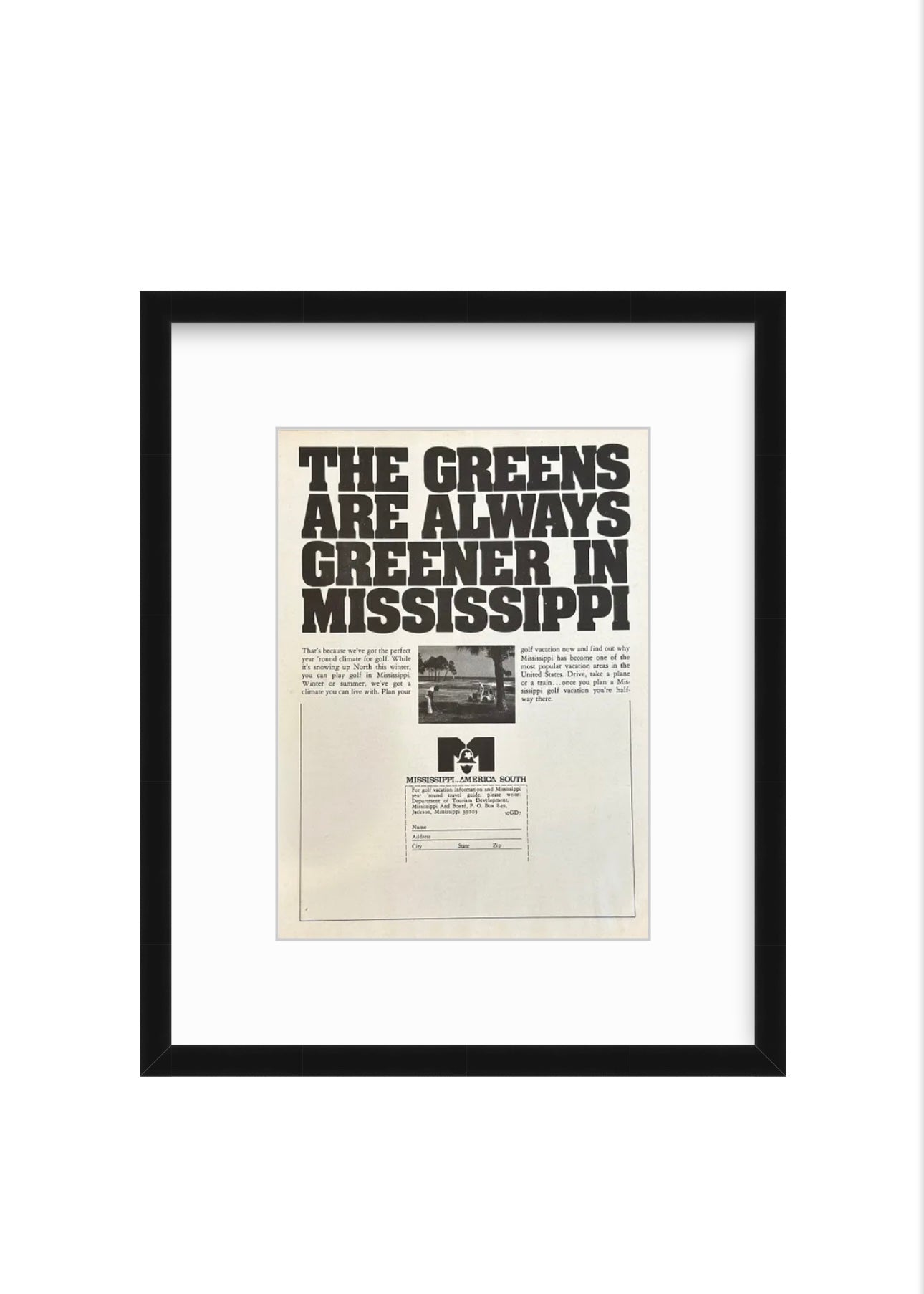 Vintage Mississippi Golf Ad – “The Greens Are Always Greener” (1970s)