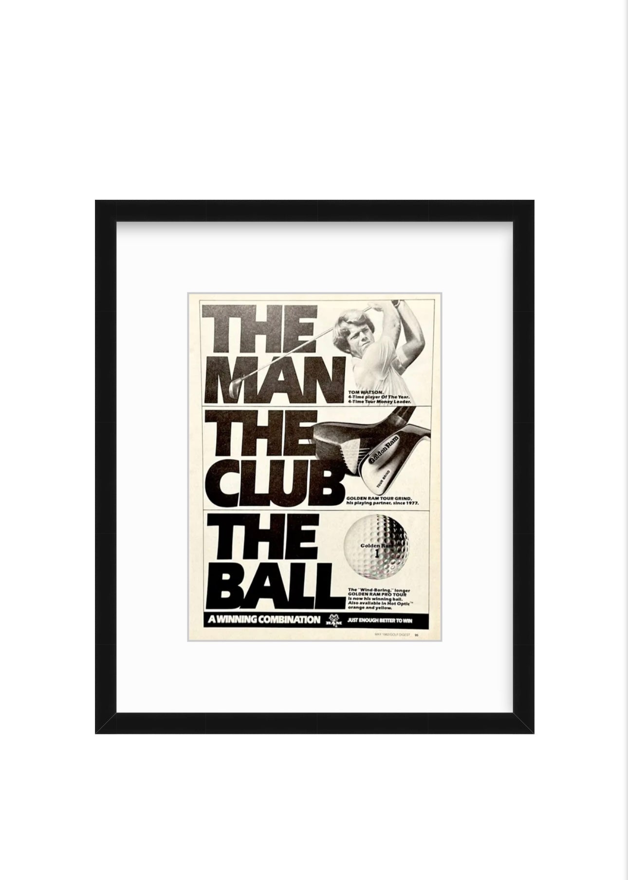 Vintage Golden Ram Golf Ad – “The Man. The Club. The Ball.” (1970s)