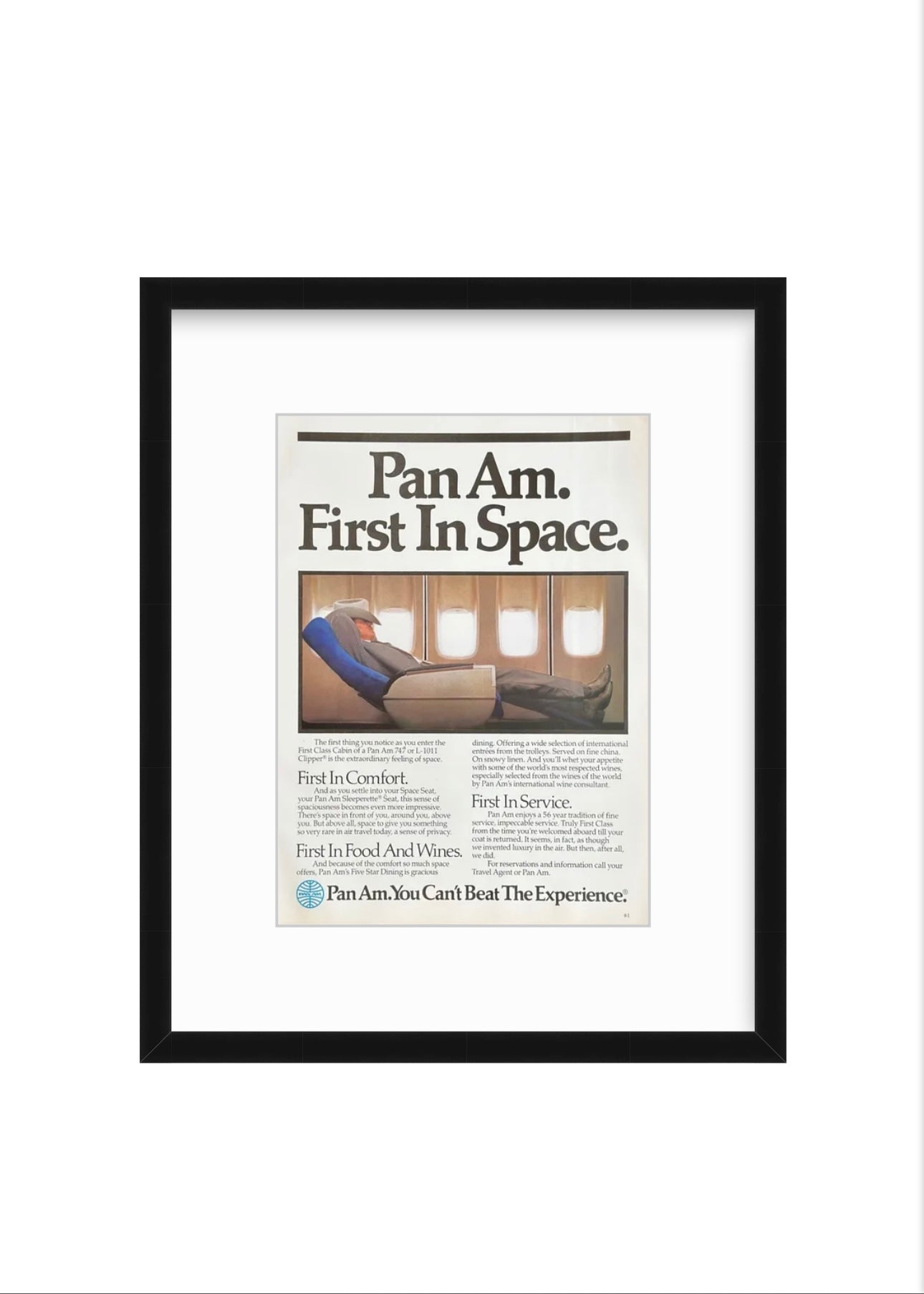 Vintage Pan Am Ad – “First In Space” (1980s)