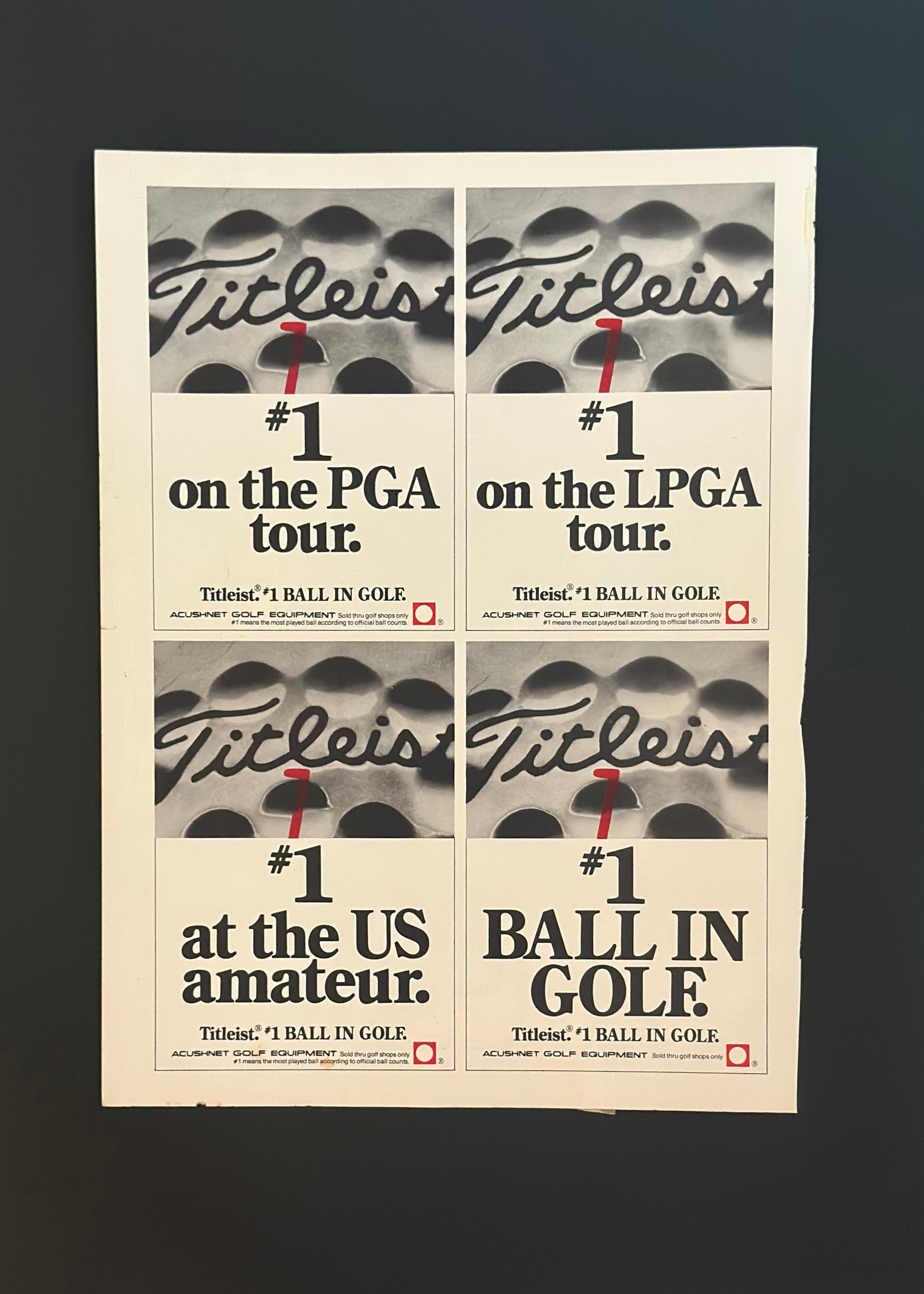 Titleist – “#1 Ball in Golf” Quad Panel Ad (1970s)