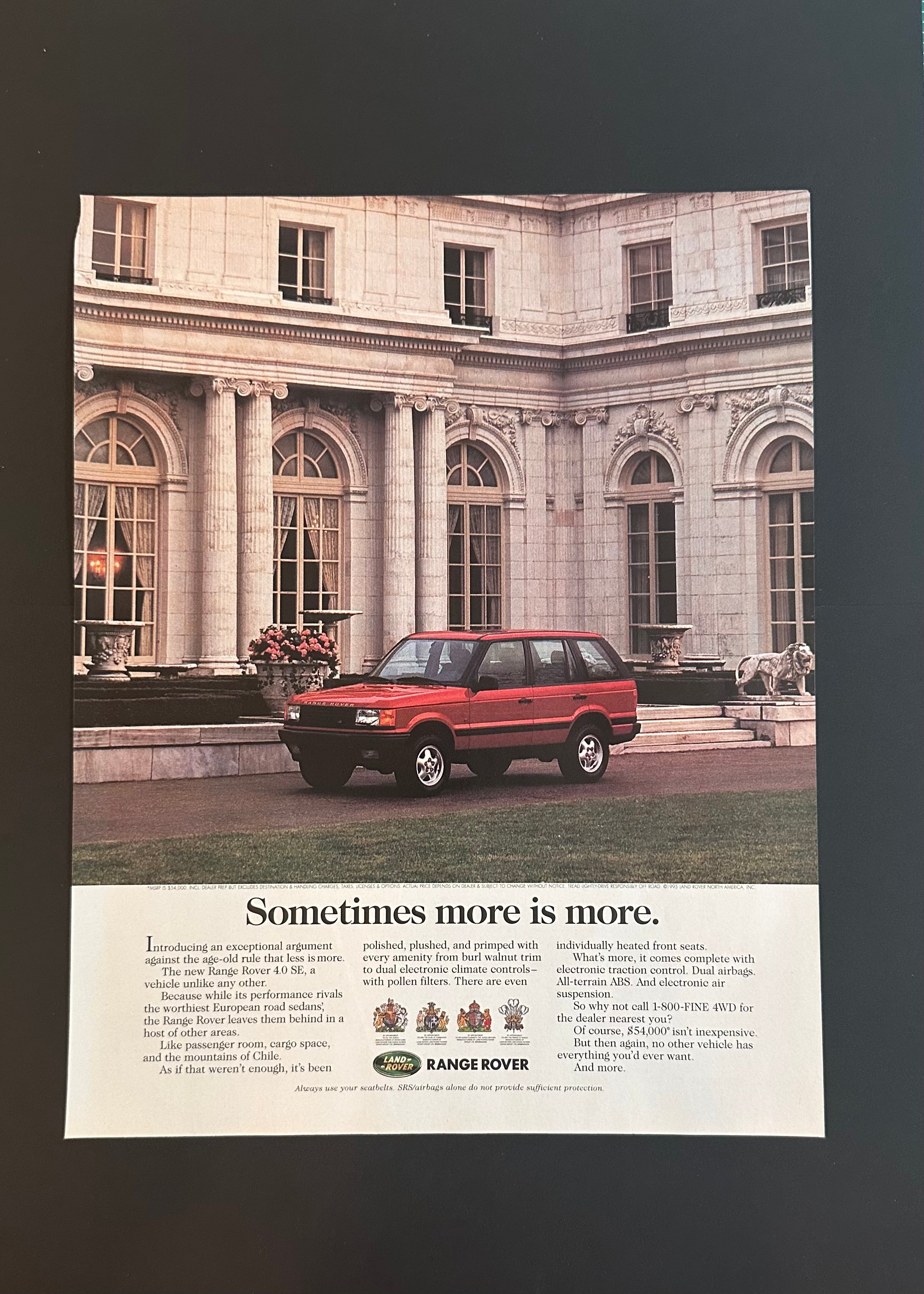 Vintage Range Rover Ad – "Sometimes more is more."
