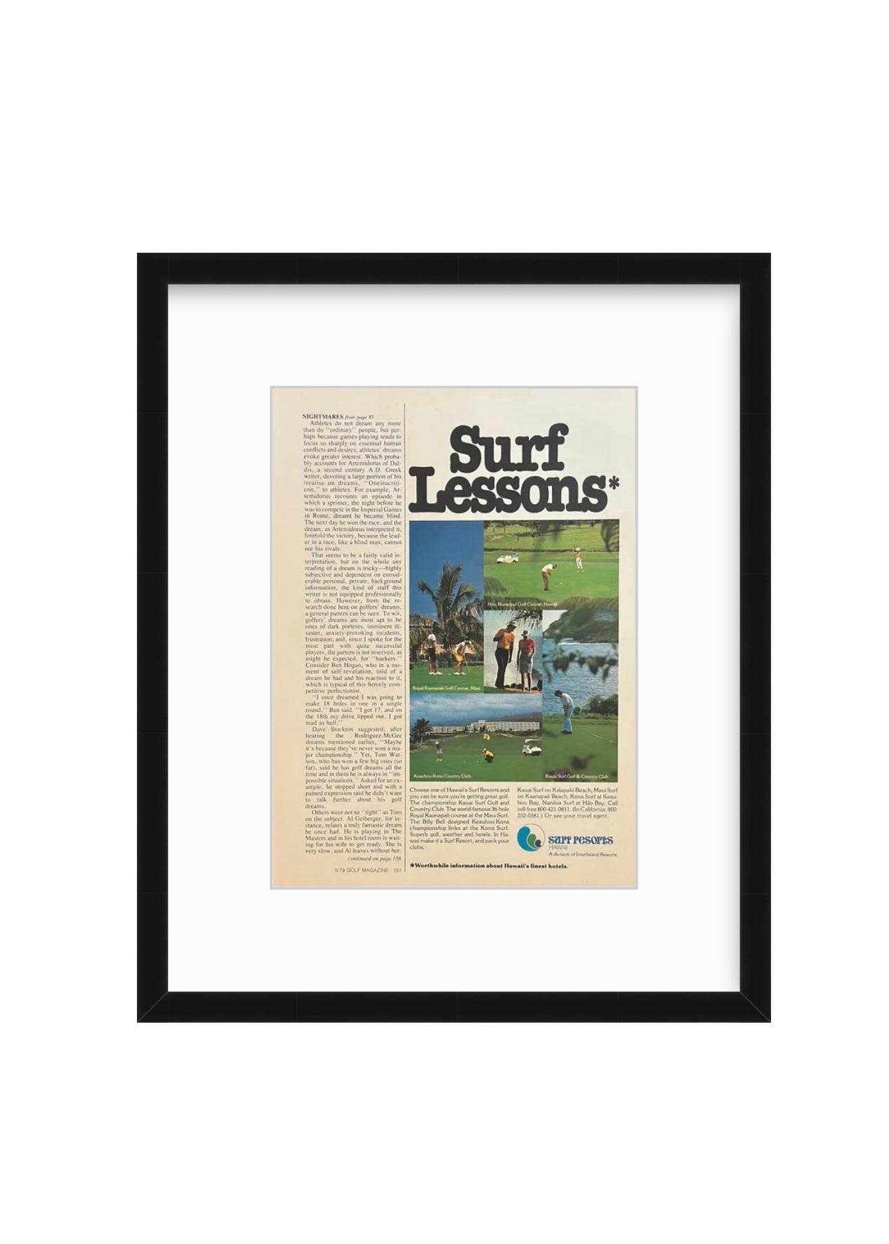 Surf Lessons – 1979 Hawaii Golf Resorts Ad