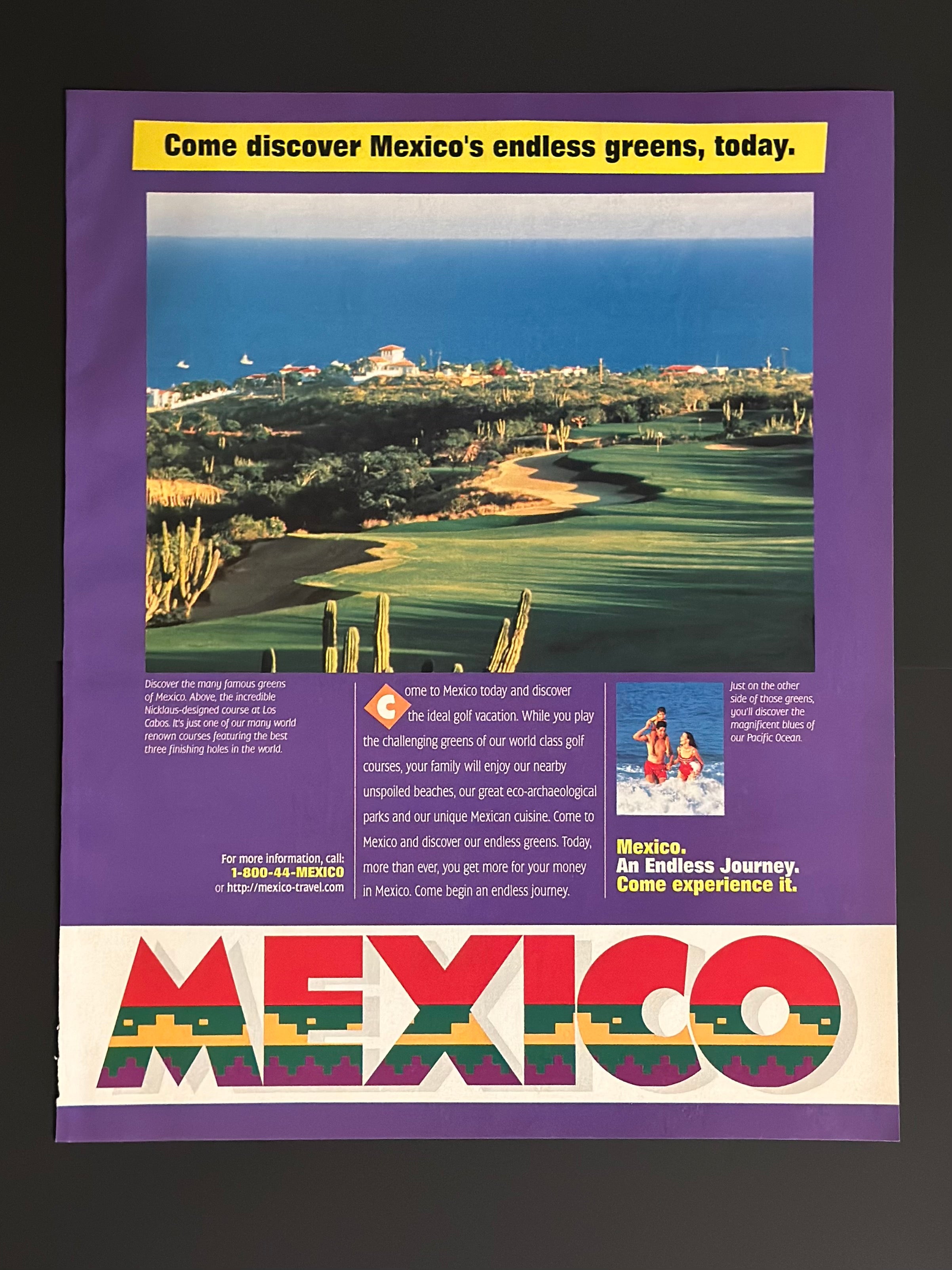 Vintage Mexico Golf Tourism Ad – “Endless Greens” (1990s)