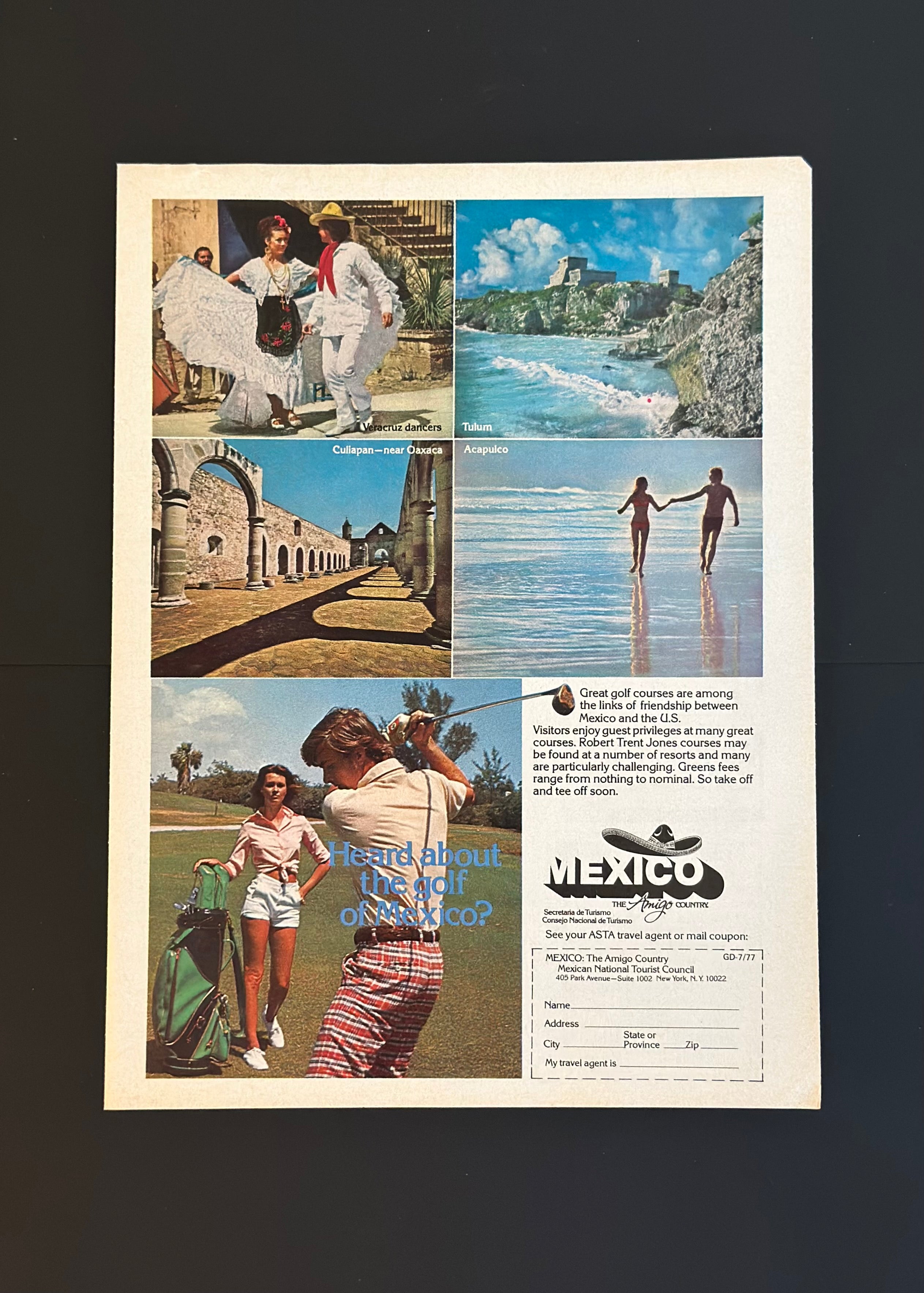Vintage 1970s Mexico Tourism Ad – Golf, Culture & Coastlines