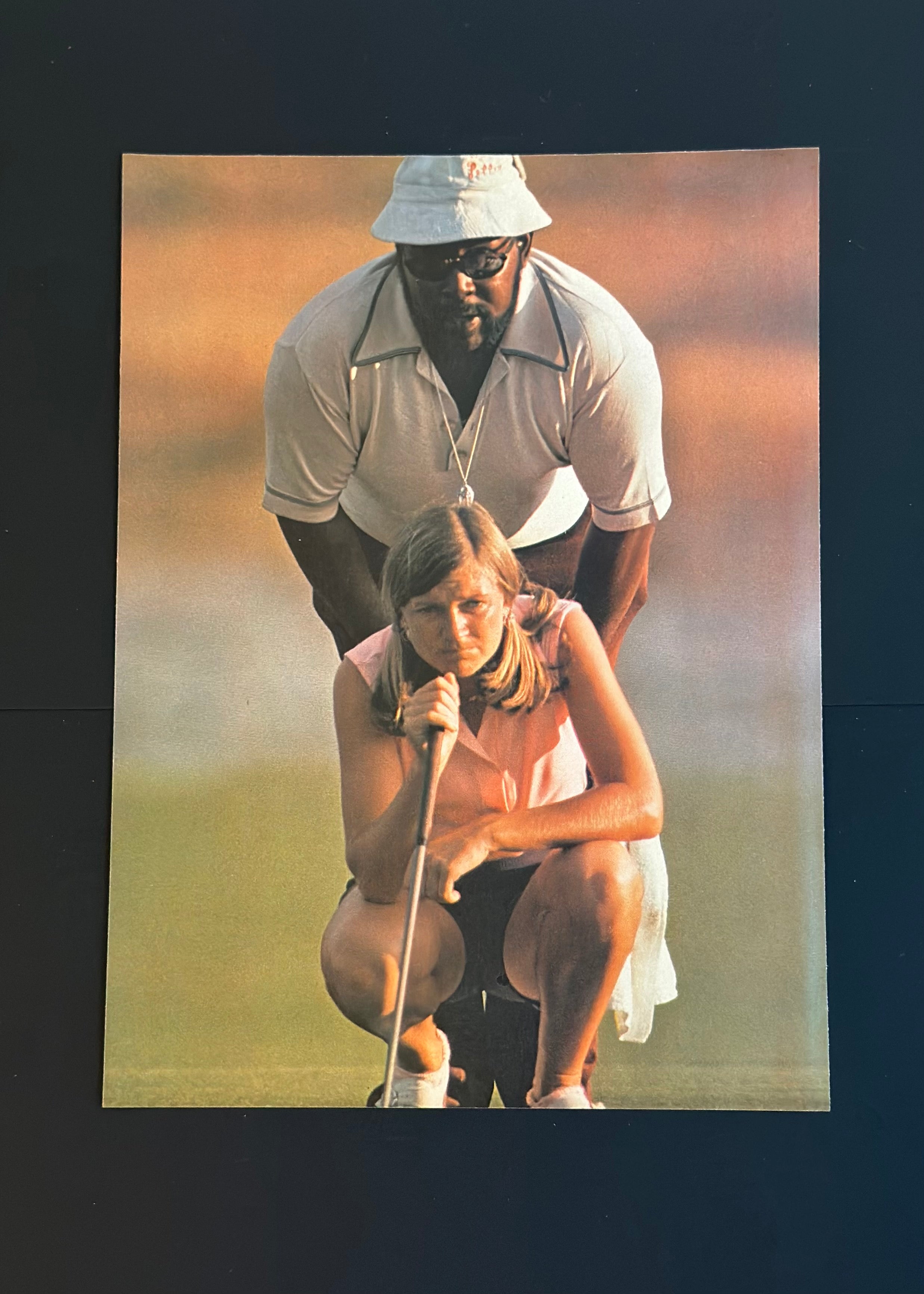 Vintage Golf Print – Judy Rankin Lining Up a Putt (1970s)