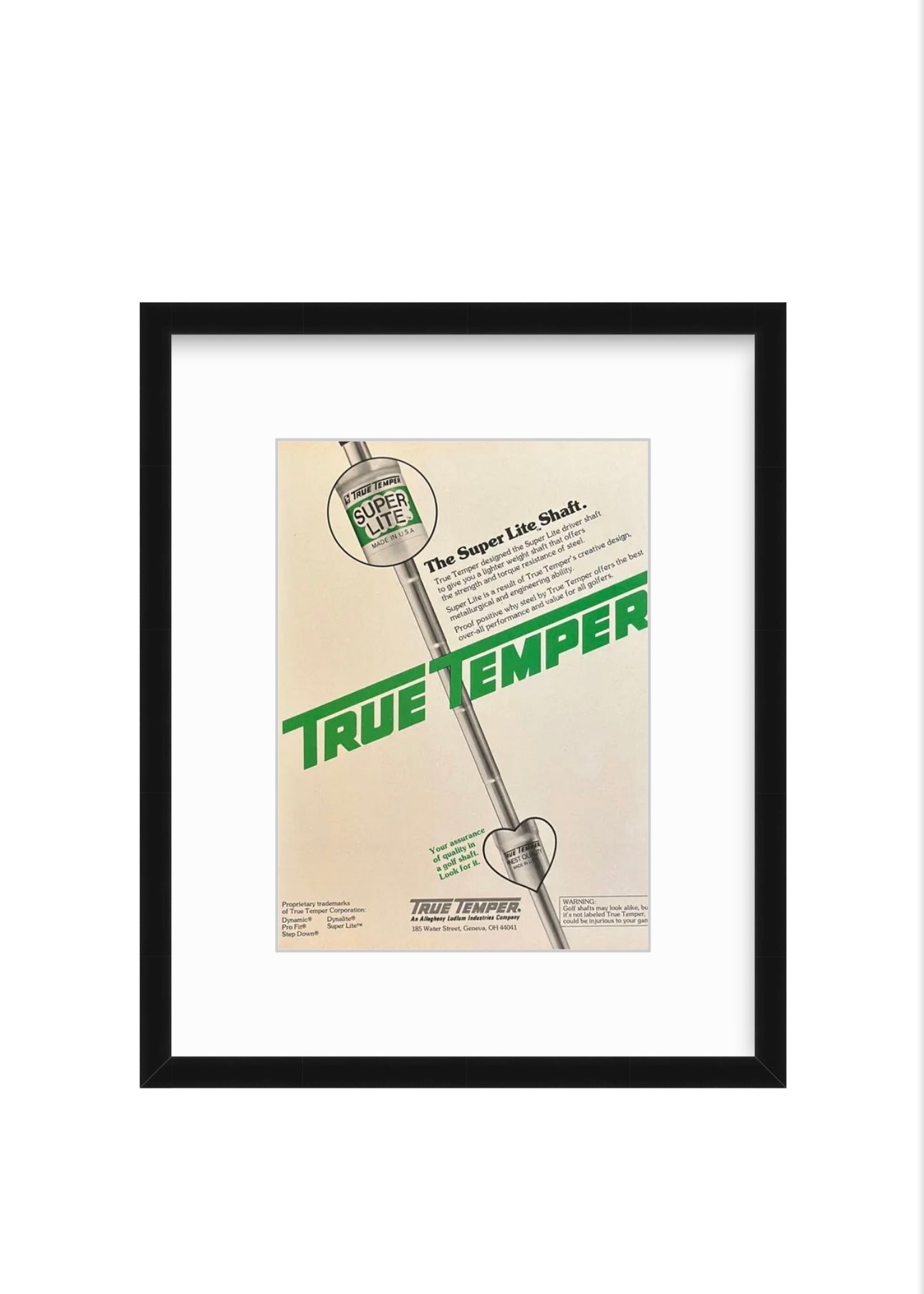 True Temper – Super Lite Shaft Ad (Vintage)