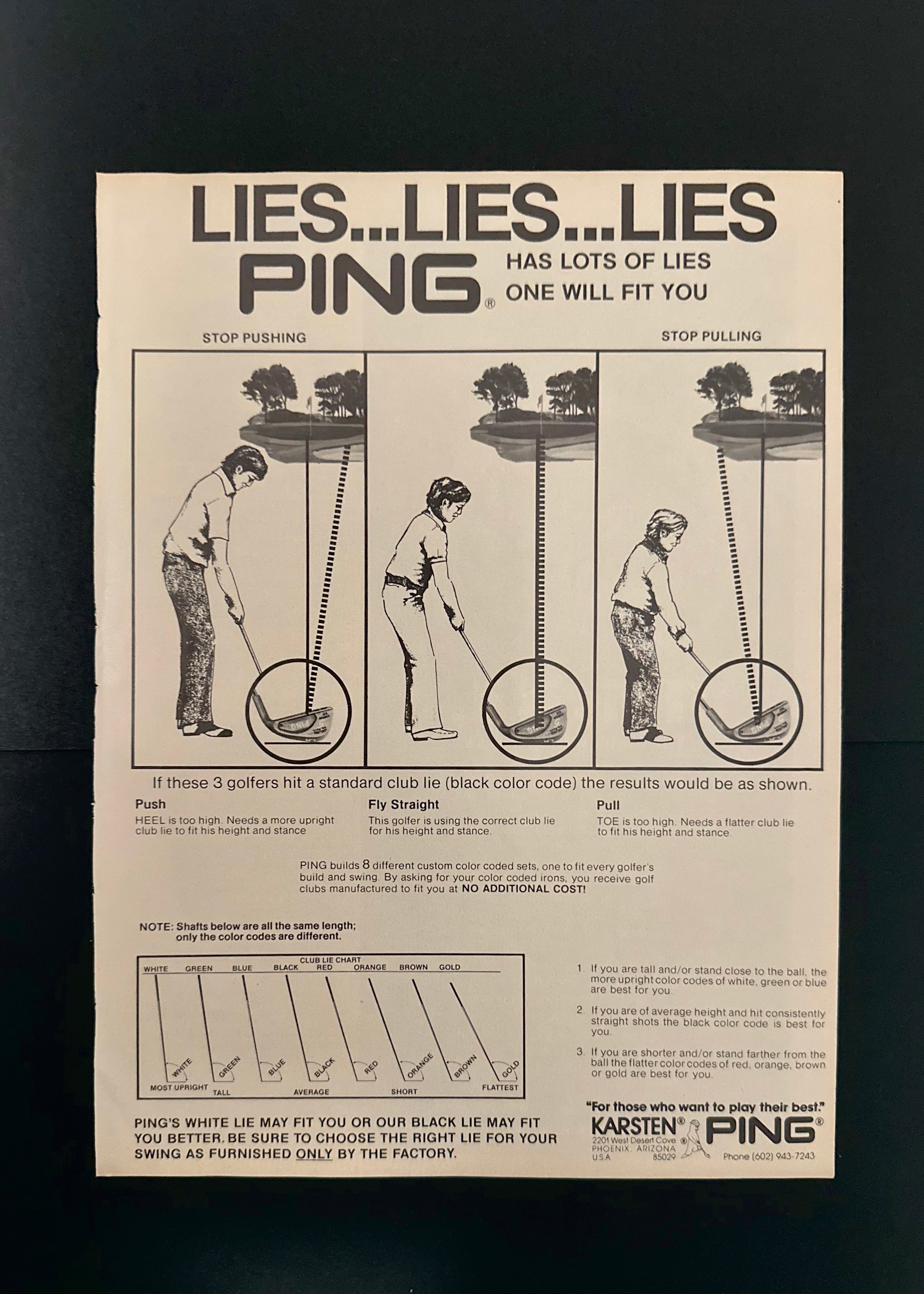 Vintage PING Golf Ad – “LIES… LIES… LIES” (1970s)